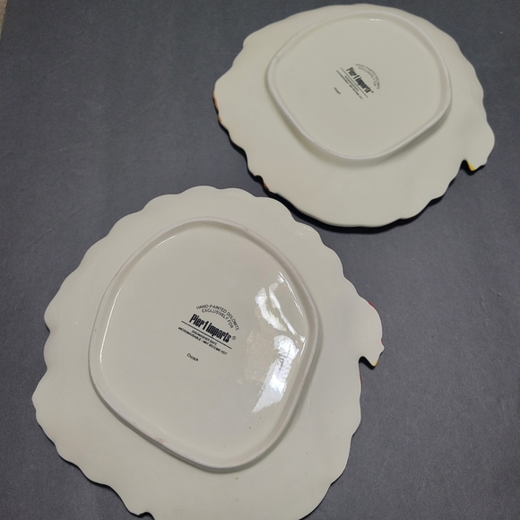 PIER 1 Set of 2 Fall Thanksgiving Turkey Day ceramic holiday plates, 8" - Picture 4 of 5